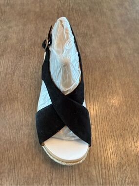 Abeo Black Crisscross Wedge Sandals